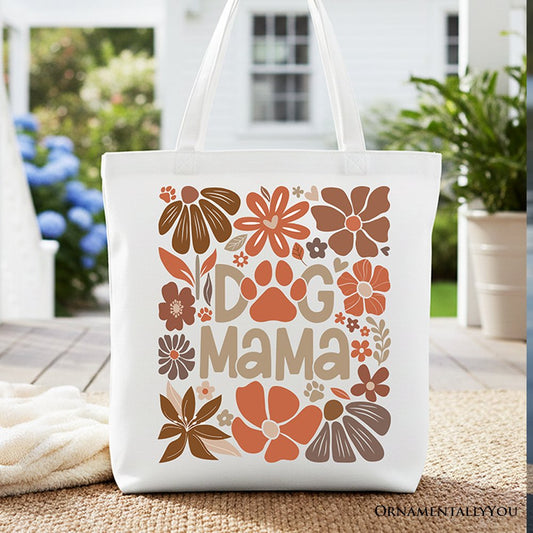 Dog Mama Boho Floral Canvas Tote Bag and Gift