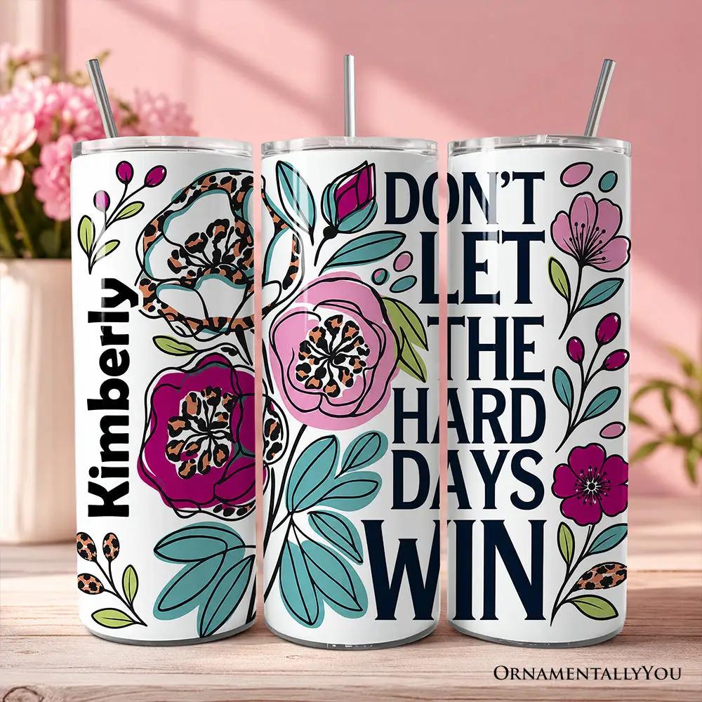 Set of 3 20oz personalized tumblers with lids and stainless straws, floral design OrnamentallyYou on Tampa Home & Garden Store