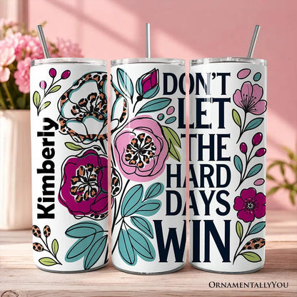 Set of 3 20oz personalized tumblers with lids and stainless straws, floral design OrnamentallyYou on Tampa Home & Garden Store