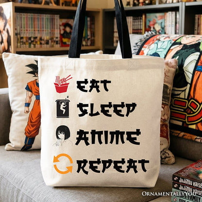 Eat Sleep Anime Repeat Tote Bag and Fun Gift