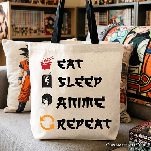 Eat Sleep Anime Repeat Tote Bag and Fun Gift