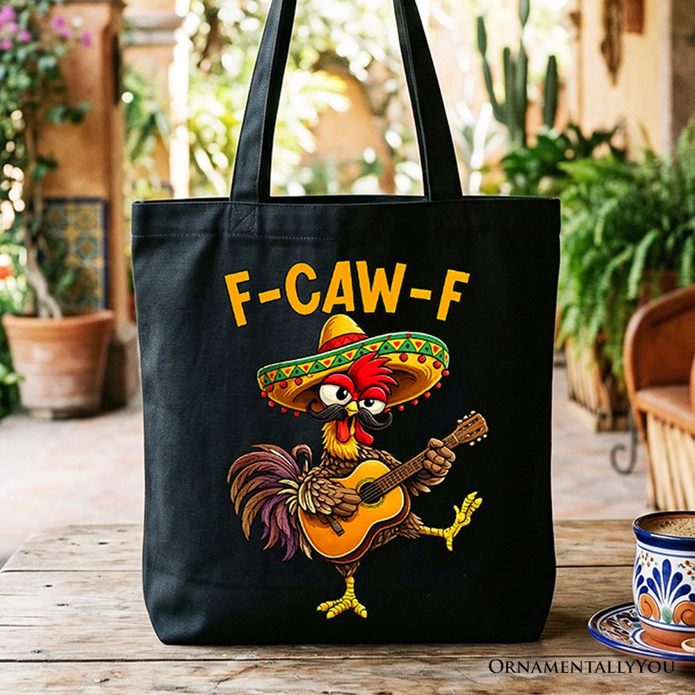 Funny Rooster and Cinco de Mayo Canvas Tote