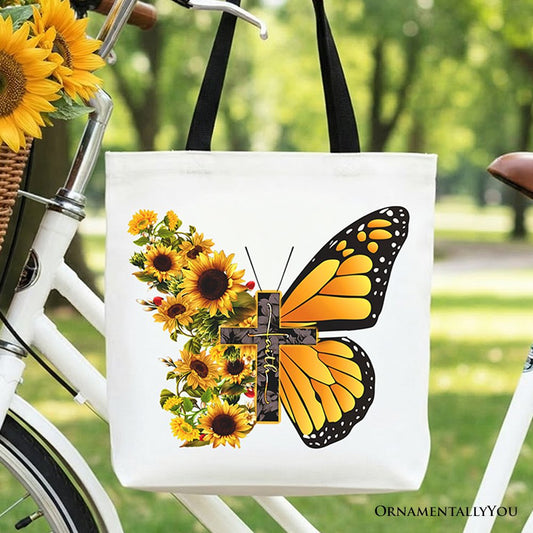 Faith Cross Butterfly Canvas Tote Bag and Gifts