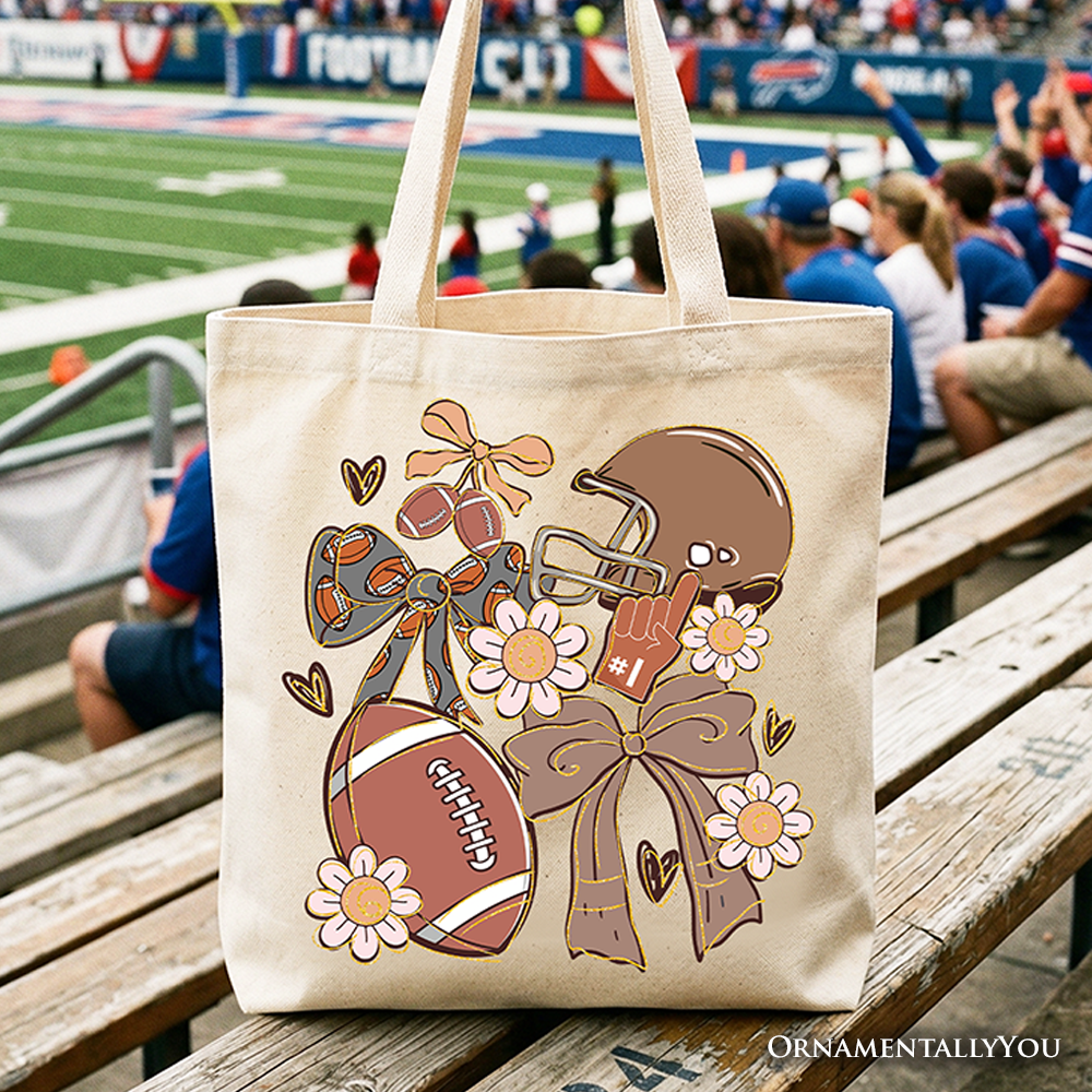 Coquette Football Mom and Daisy Fall Tote Bag