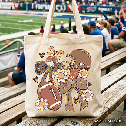Coquette Football Mom and Daisy Fall Tote Bag