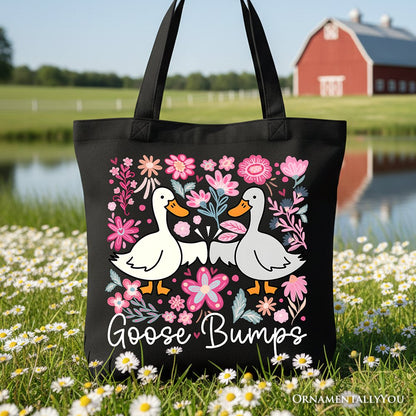 Funny Goose Bumps Floral Canvas Tote Bag and Gift