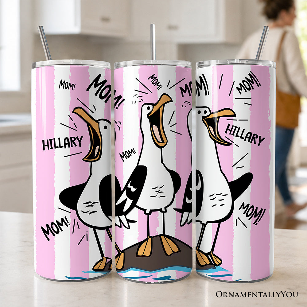 Pink Coastal Seagull Mom 20oz Tumbler and Straw