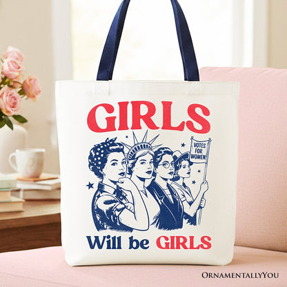 Patriotic Girls Will Be Girls Canvas Tote