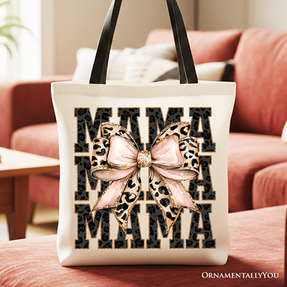 Glitter Leopard Mama Tote Bag and the Bow