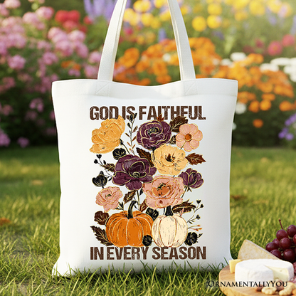 God Is Faithful And Floral Canvas Tote Bag
