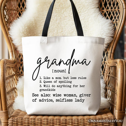 Funny Grandma Definition Canvas Tote for Nana
