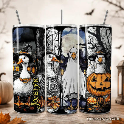 20oz Halloween goose tumbler set of 4 with lid and straw featuring witch pumpkin OrnamentallyYou on Tampa Home & Garden Store