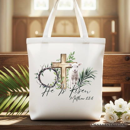 Christian Easter Lamb Tote Bag with Bible Verse