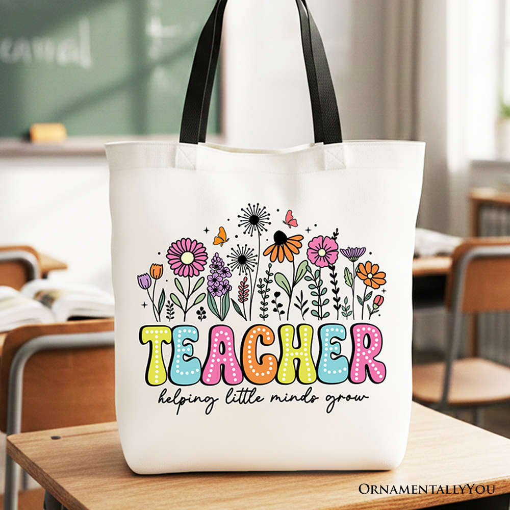 Canvas Teacher Tote Bag and Floral Pattern
