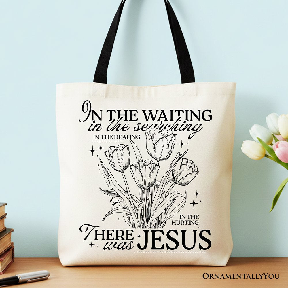 Handmade Floral and Faithful Jesus Canvas Tote