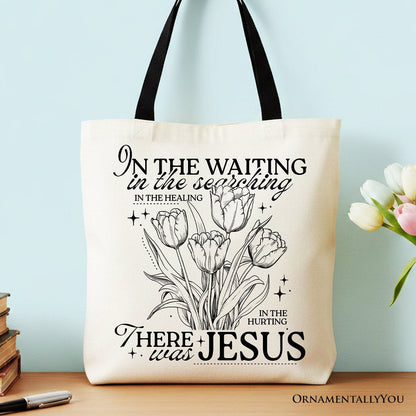 Handmade Floral and Faithful Jesus Canvas Tote