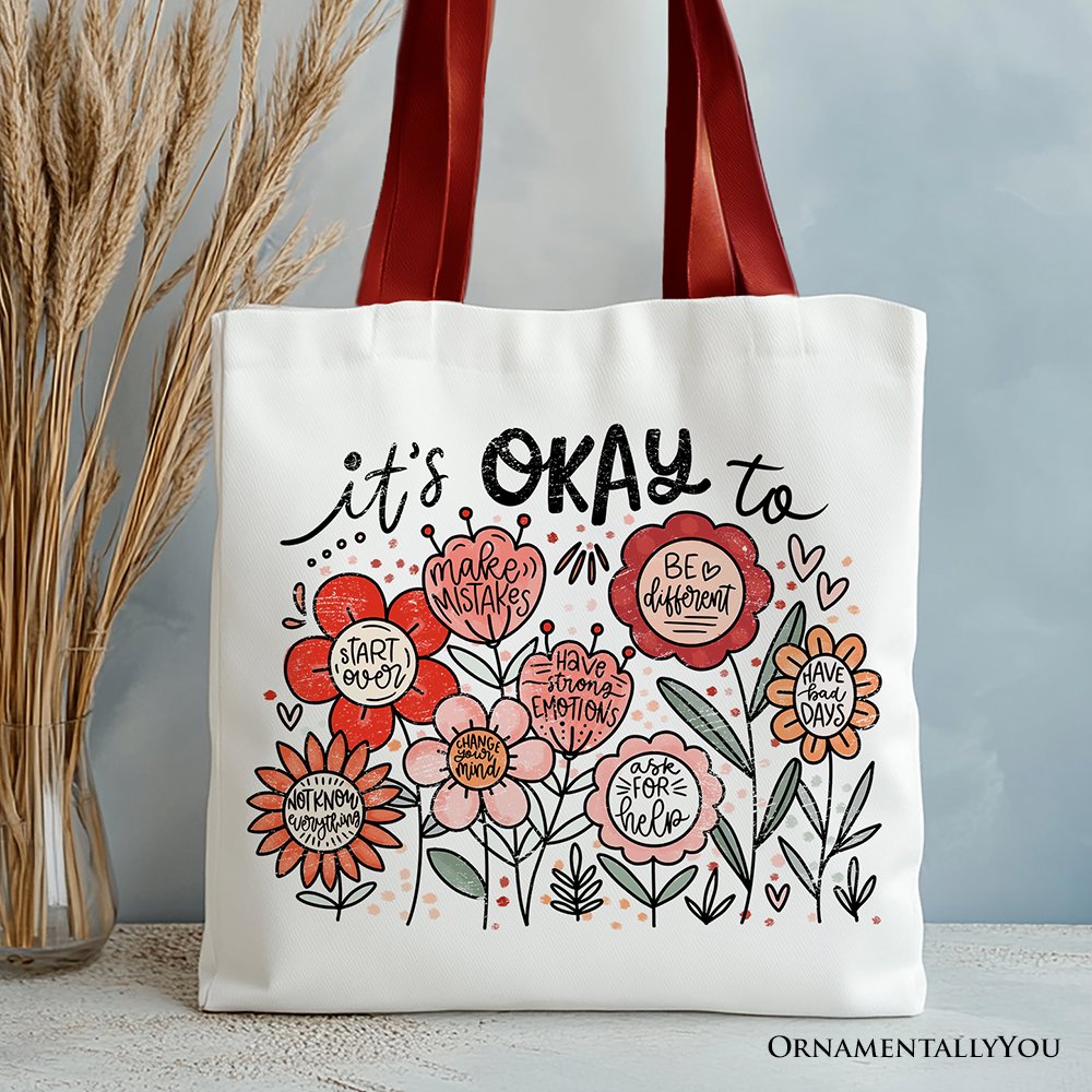 Boho Floral Affirmation Canvas Tote Bag and Gifts