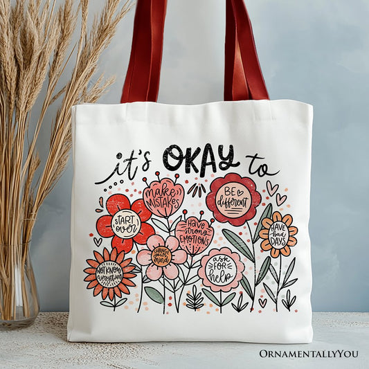 Boho Floral Affirmation Canvas Tote Bag and Gifts