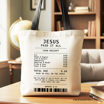 Jesus Paid It All a Classic Christian Canvas Bag