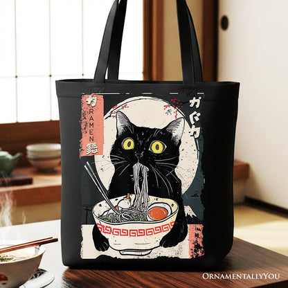 Kawaii Anime Cat Ramen and Canvas Tote Bag