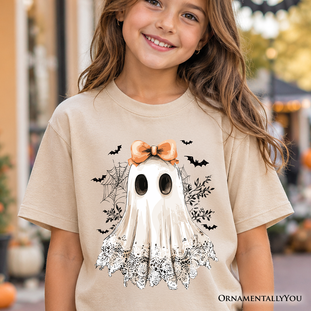 Kids Coquette Ghost Tee For Girls And Halloween