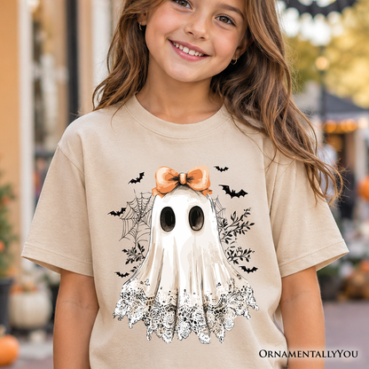 Kids Coquette Ghost Tee For Girls And Halloween