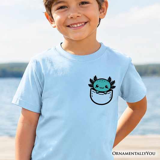 Blue Axolotl Kids Shirt and Pocket Cotton Tee
