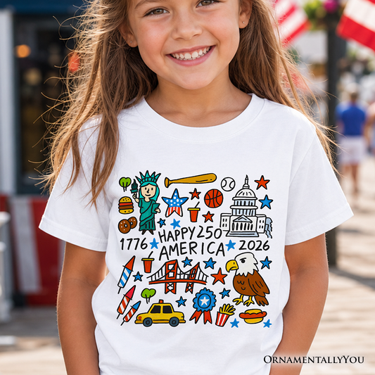 Kids Patriotic USA 250th Anniversary Cotton Tee