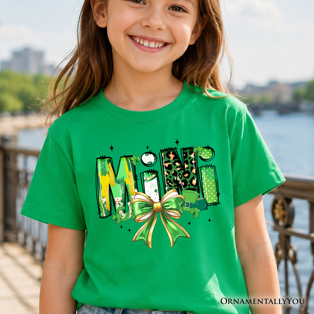 Kids Lucky Clover Tee and Bow for St Patricks Day