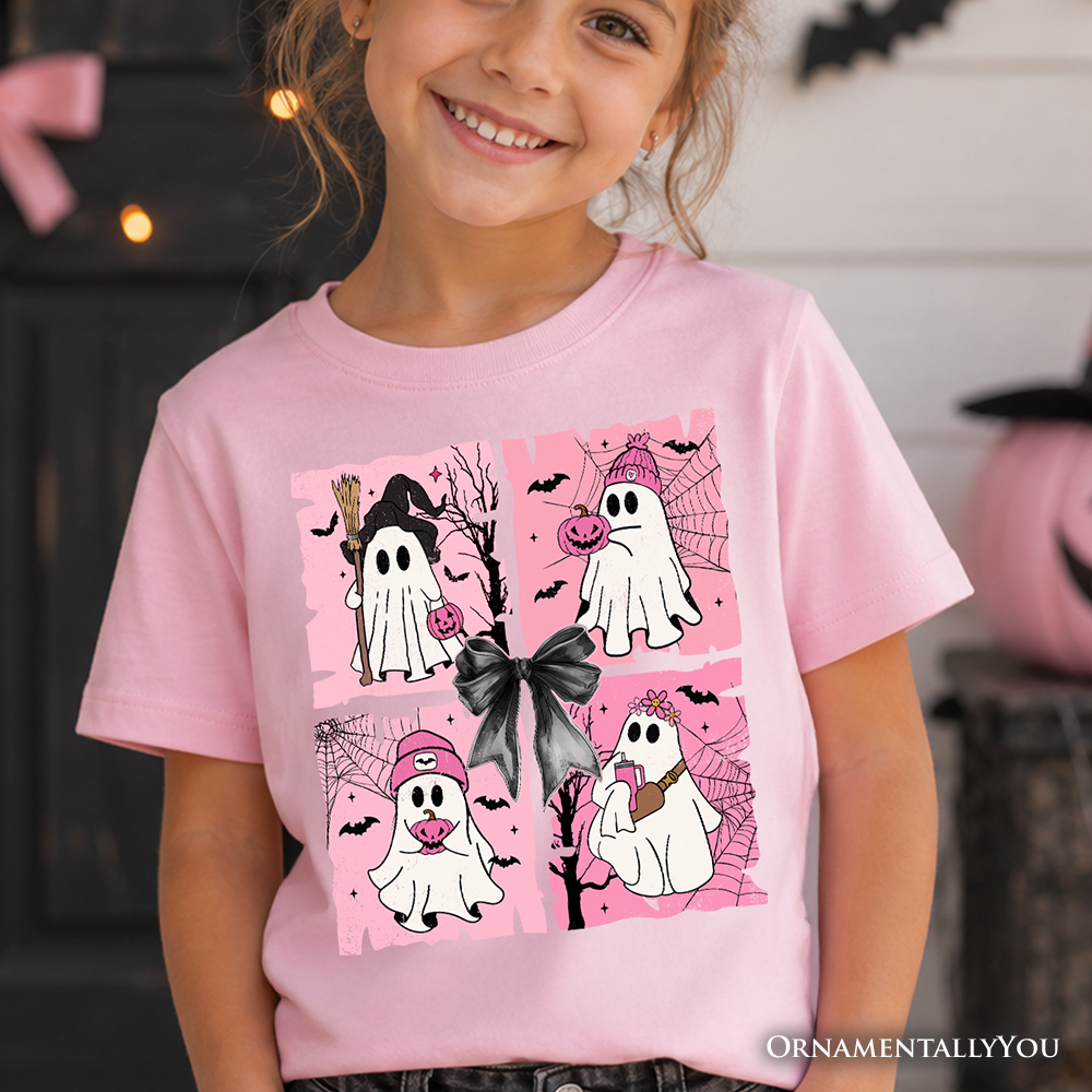 Pink Halloween Ghost Tee And Shirt For Kids