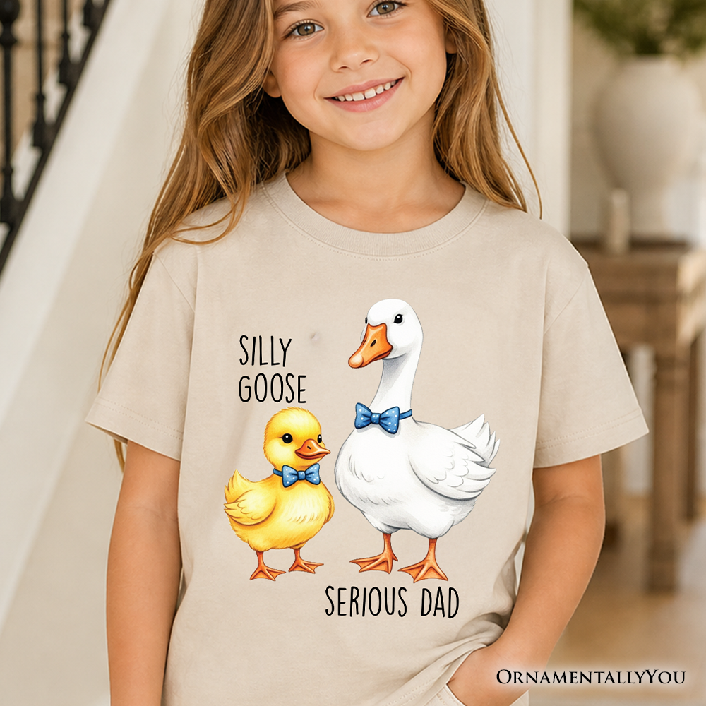 Cute Kids Silly Goose and Serious Dad Tie Shirt