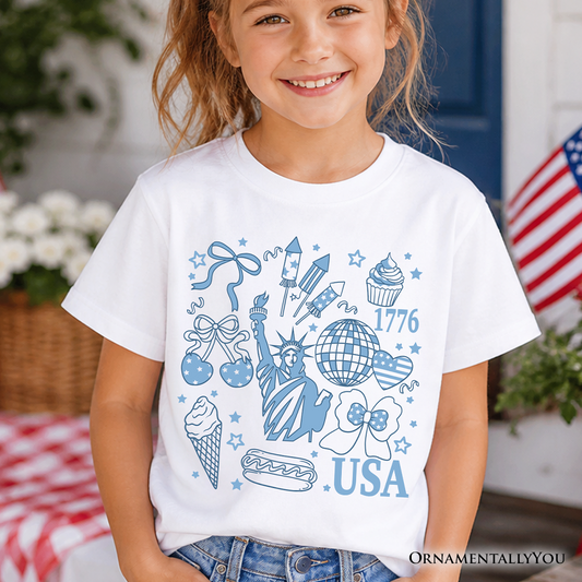 Kids USA Retro Coquette 4th of July Cotton Tee