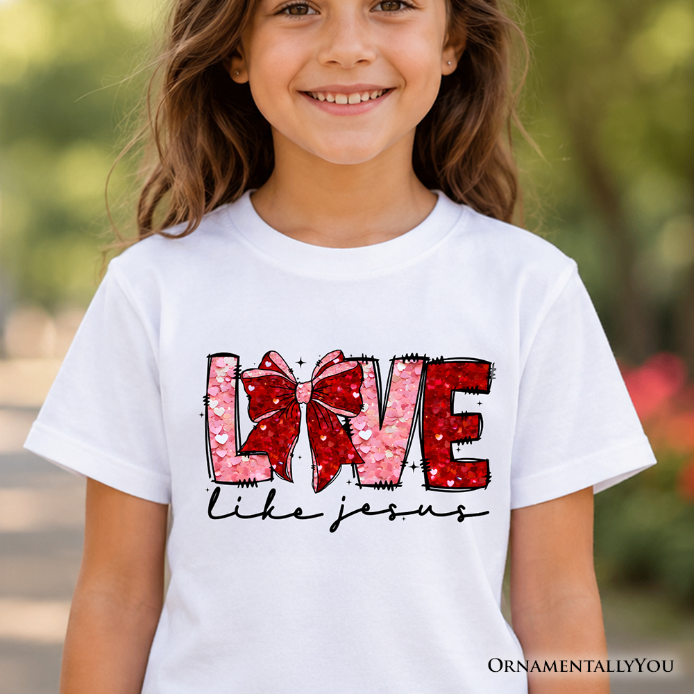 Love Like Jesus the Kids Valentine Bow Tee