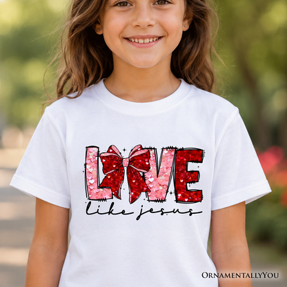 Love Like Jesus the Kids Valentine Bow Tee