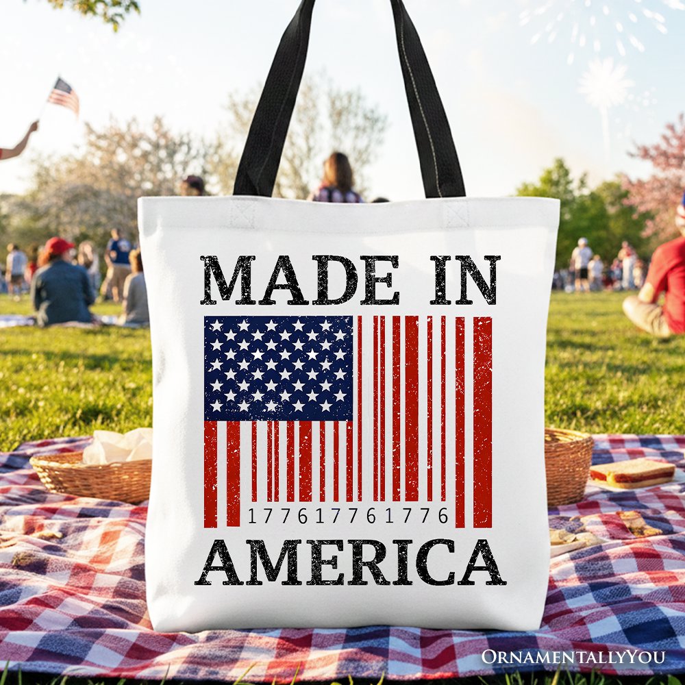 Patriotic American Barcode Canvas Tote Bag