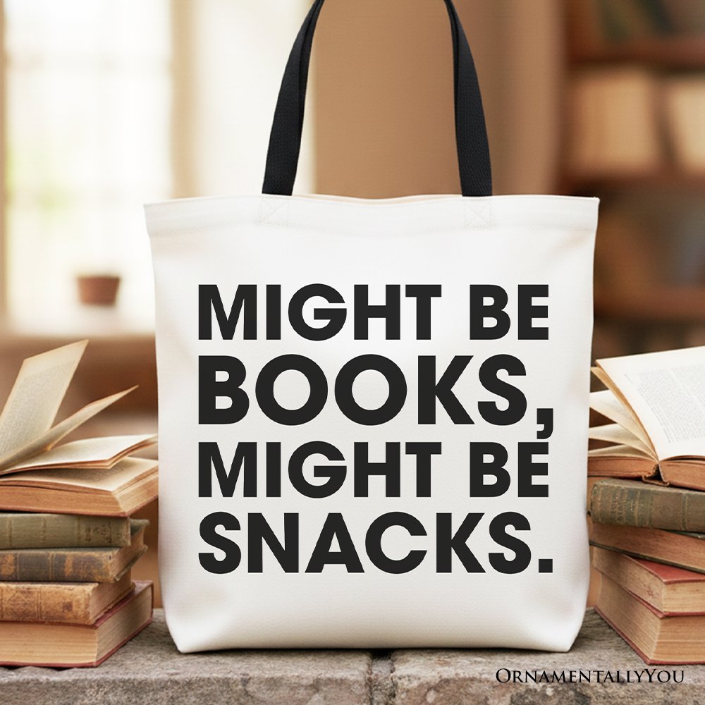 Books or Snacks Canvas Tote Bag Gift for Readers
