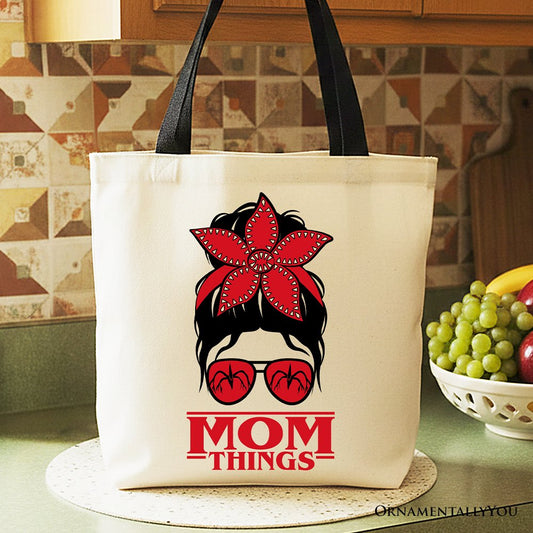 Mom Messy Bun Retro Canvas Tote Bag and Gift