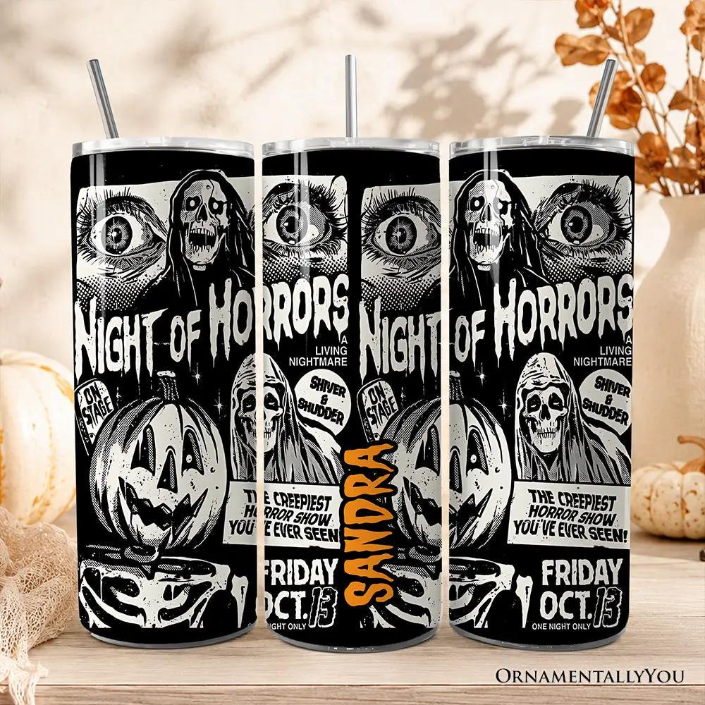 Night of Horrors 20oz tumbler set of 3 with lids and stainless straws by OrnamentallyYou on Tampa Home & Garden Store