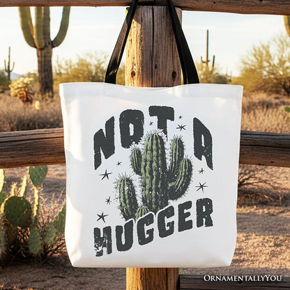 Not a Hugger Retro Cactus Canvas Tote Bag