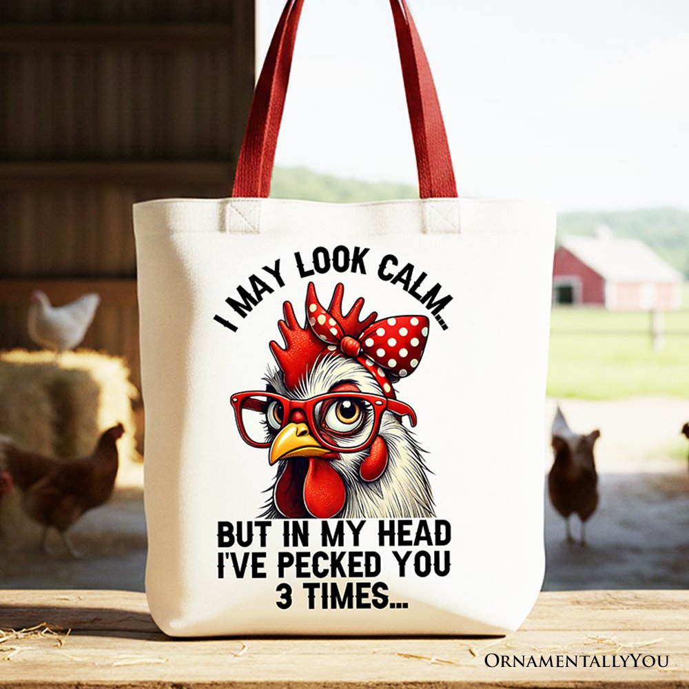 Sassy Chicken Tote Bag With Red Glasses And Bow