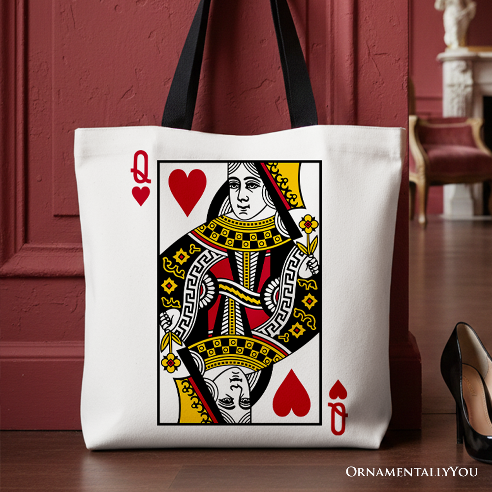 Queen of Hearts Crown Canvas Tote Bag, Royal Retro Valentine Gift Bag