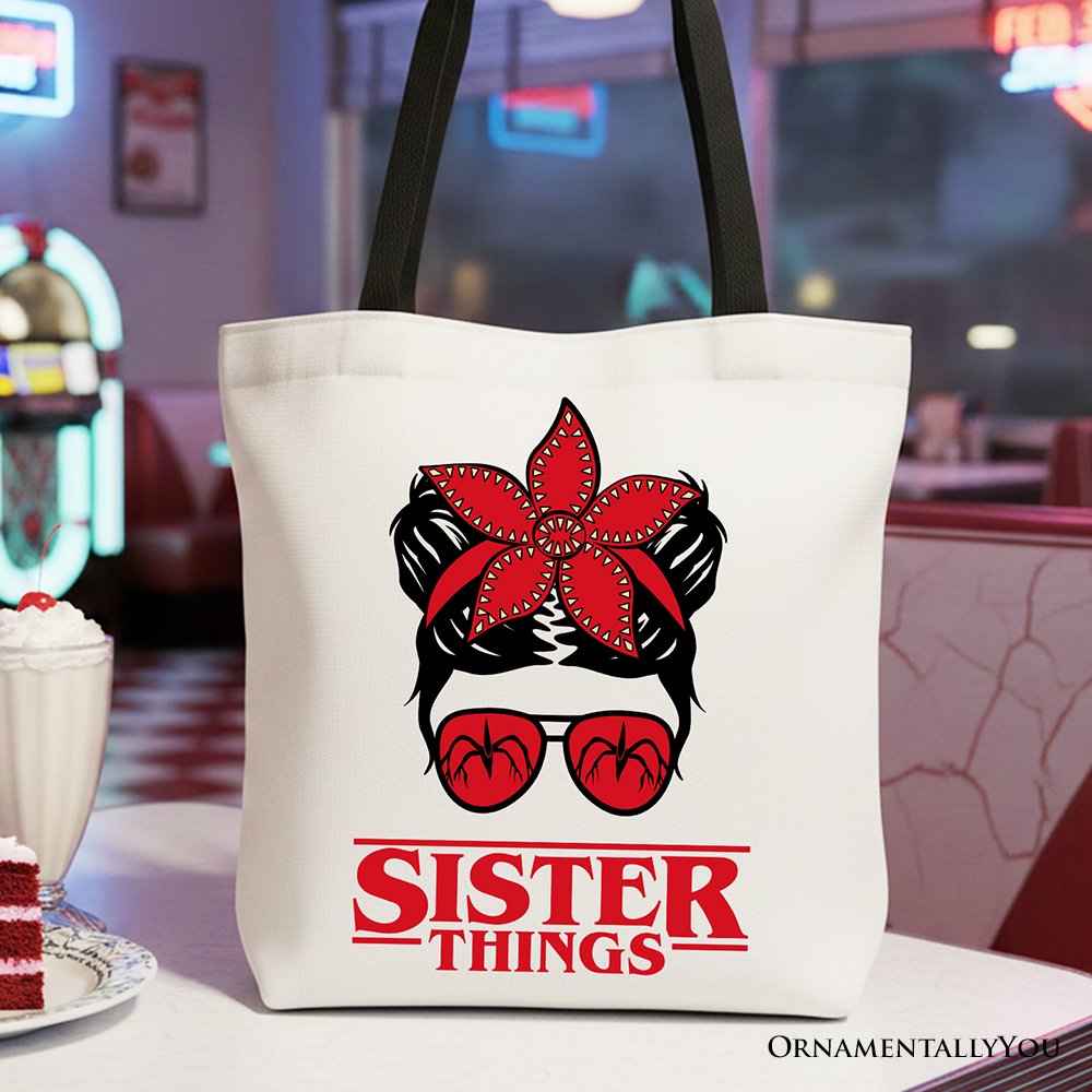 Sister Things Messy Bun Retro Canvas Tote