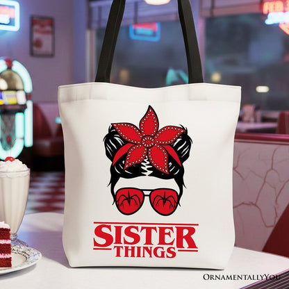 Sister Things Messy Bun Retro Canvas Tote