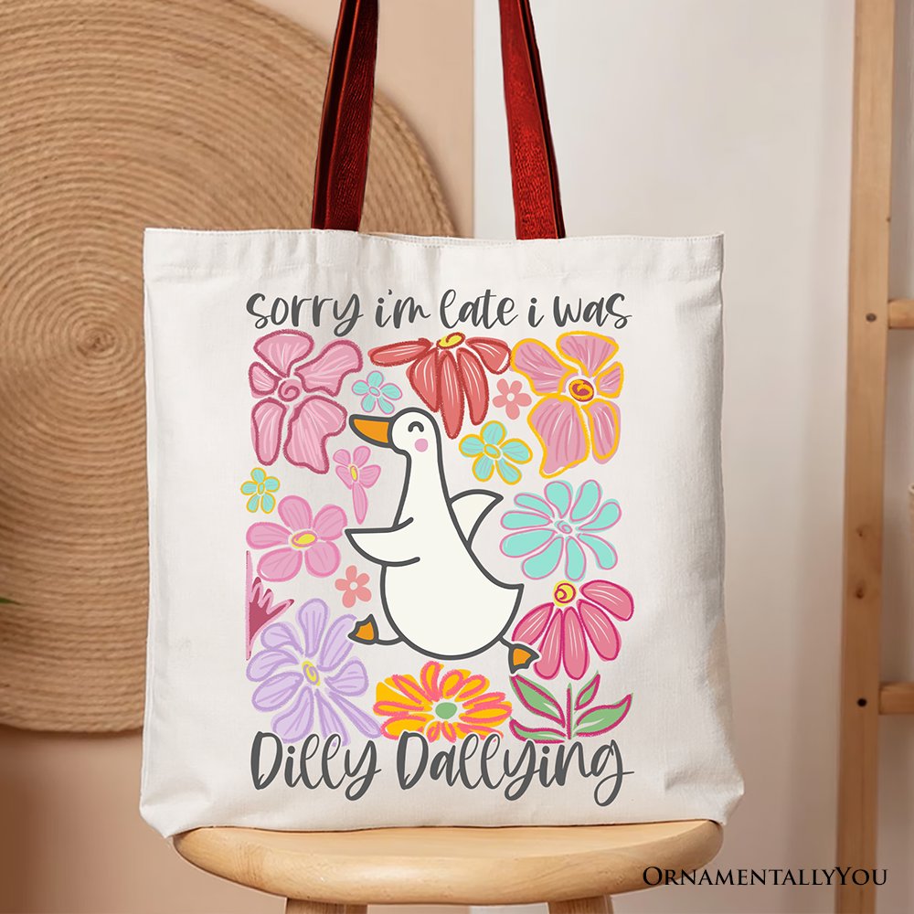 Dilly Dallying Goose Canvas Tote Bag and Gift