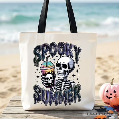 Spooky Summer Skeleton Tote Bag for Coffee Fans