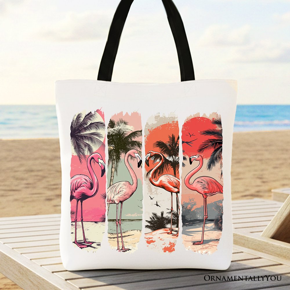 Vintage Flamingo Canvas Tote Bag and Beach Gift