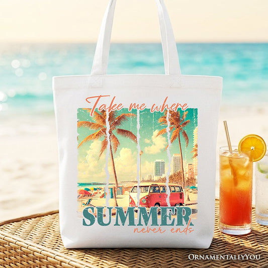 Summer Never Ends Tote Bag for a Beach Gift