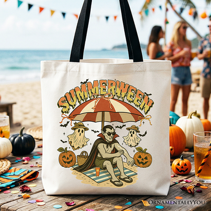 Retro Summerween Vampire and Dracula Tote Bag