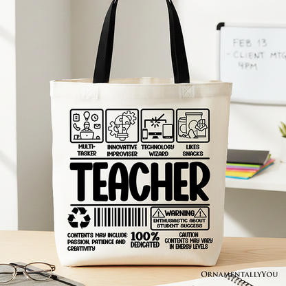 Funny Barcode Teacher Canvas Tote and Supplies