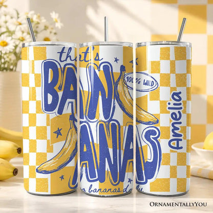3-pack of That's Bananas tumblers with lids and stainless steel straw by OrnamentallyYou on Tampa Home & Garden Store
